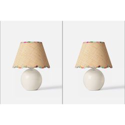 Rifle Paper Co. x Target Round Table Lamp - Natural Shade with Garden Party Trim
