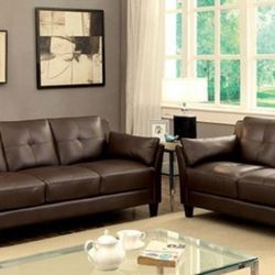Brand New Brown Leatherette Sofa And Love Seat