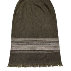 Tailor B Moss Wool Skirt Fringed Size 14 Women’s Midi Brown Green Slit Side