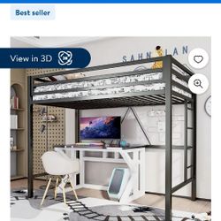 Full Size Loft Bunk Bed With Open Space Underneath. Looks Like One In Picture When Built