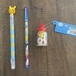 Pokemon Marker/Pencil & Nintendo Mini Erasers (12 in total)