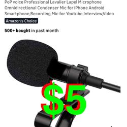 PoP voice Professional Lavalier Lapel Microphone Omnidirectional Condenser Mic for iPhone Android Smartphone,Recording Mic for Youtube,Interview,Video