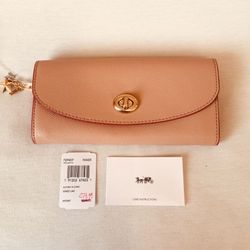 Coach leather Slim Envelope Wallet with Charm beachwood New