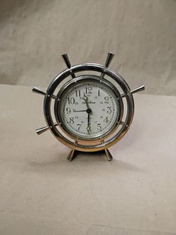 Vintage Germany Seth Thomas Ship's Wheel Alarm Clock Working Strong Keep Time