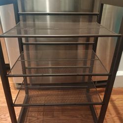 Black Metal 4-Tier Mesh Shelf Unit