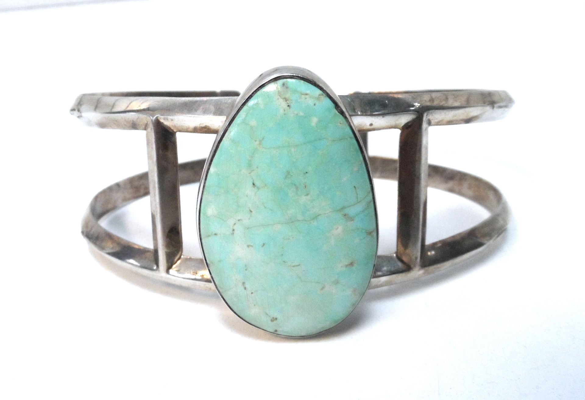 STERLING SILVER TURQUOISE CUFF BRACELET 