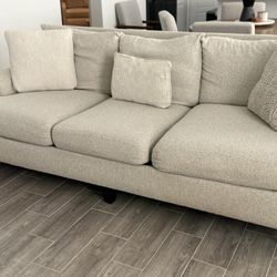 Clean, Modern 3-Seat Sofa with Accent Pillows
