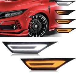 New LED Side Marker Lights for Honda Civic 2016-2021 10th Gen & Type R Smoked Lens (D938)