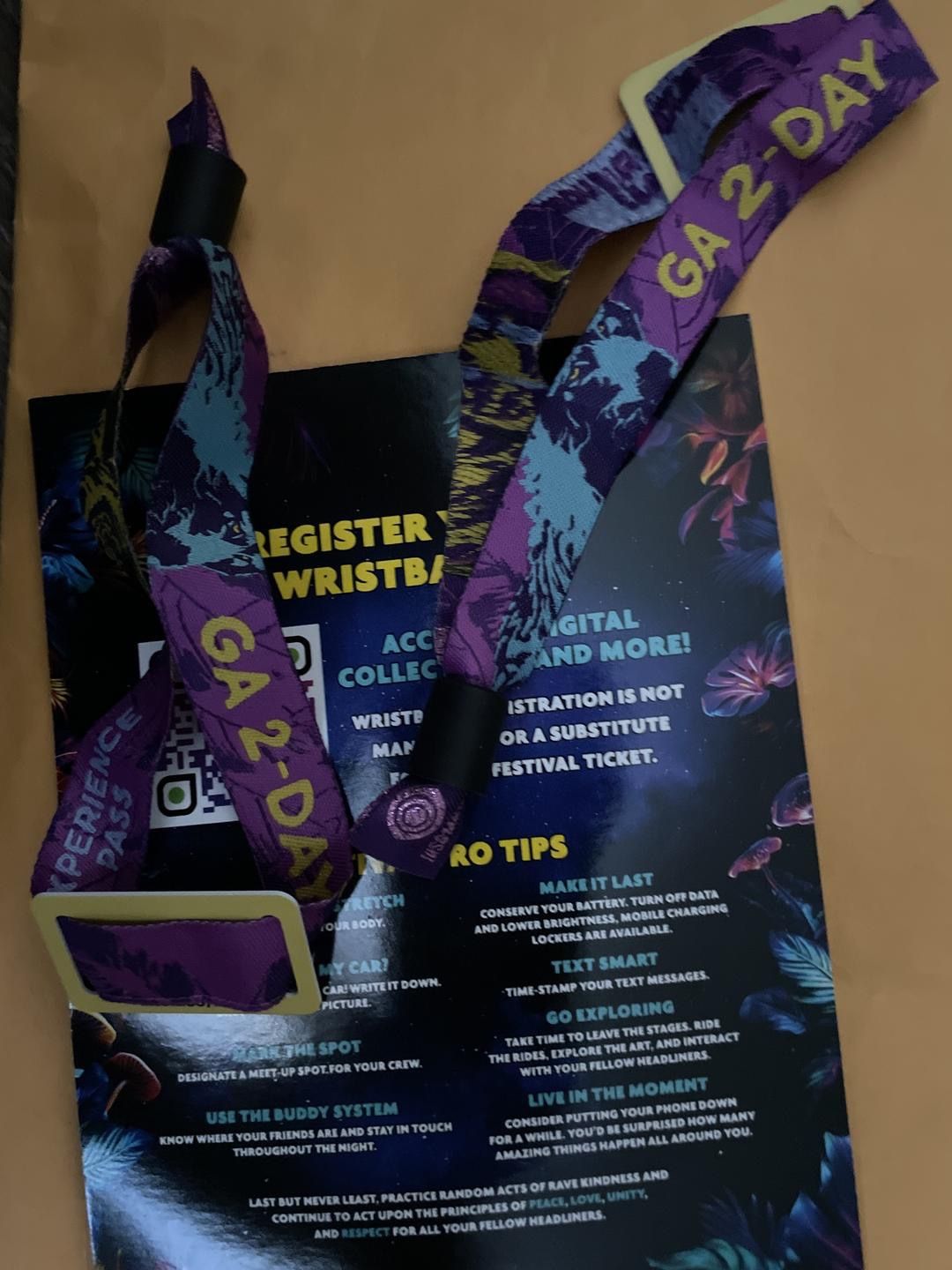 Two Nocturnal Wonderland GA 2 Day Wristbands