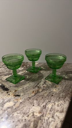 Vintage Green Pressed Glass