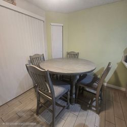 Round Grey Wooden Dining Set – 4 Chairs Included