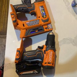 Ridgid Crown Stapler And Drill With Battery