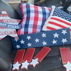 Red, White & Blue Decorations & Pillows + More BUNDLE