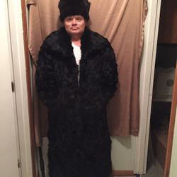 Siberian wolf coat and hat from Russia.