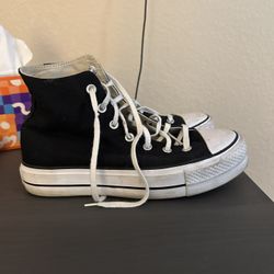 Black high top platform converse can be cleaned 