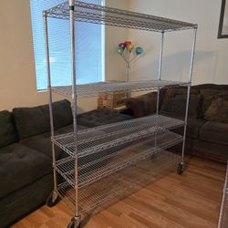 Heavy Duty Commertial Grade Wire Shelving Racks with Rolling Wheels