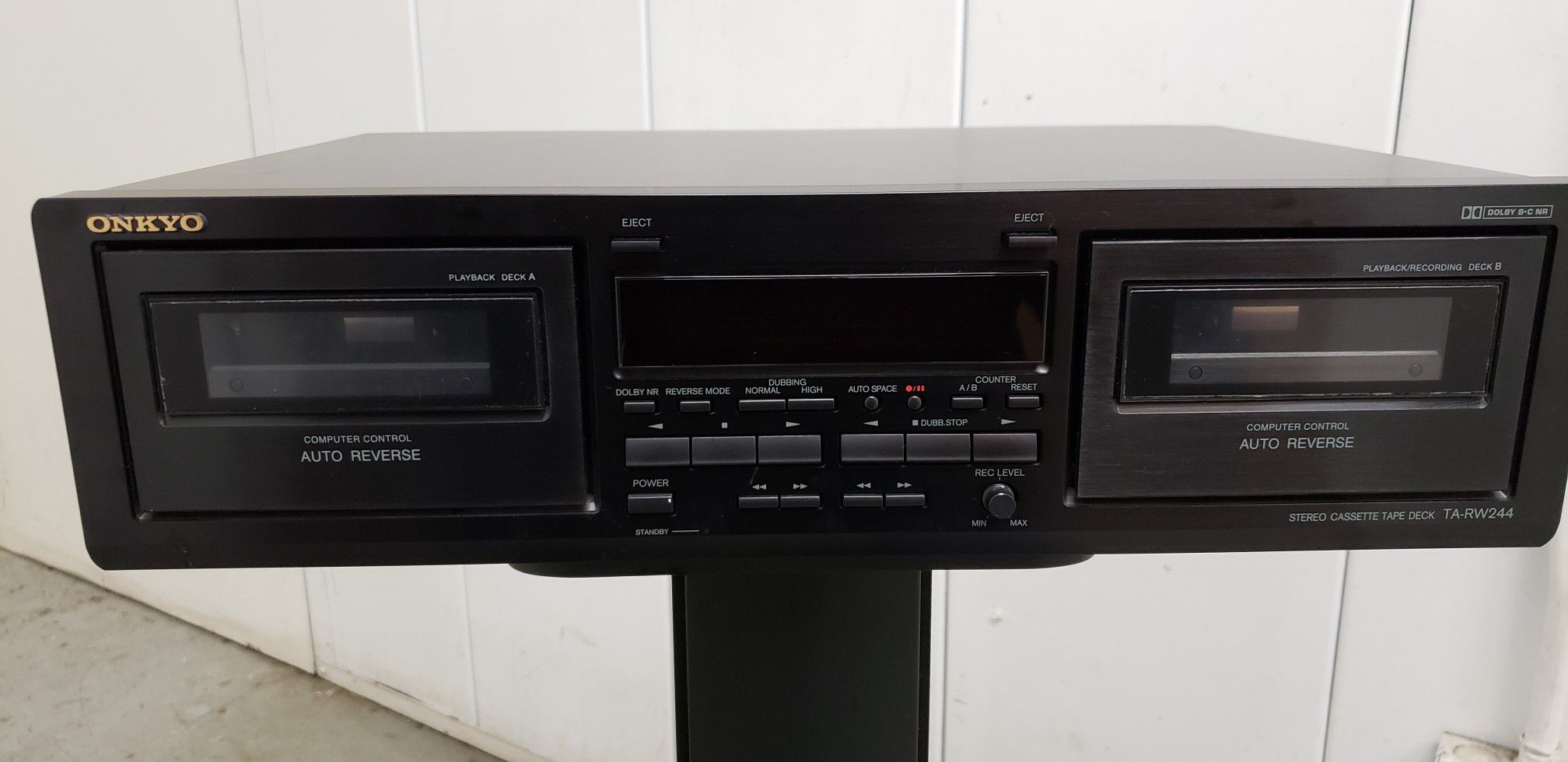 Onkyo Stereo Dual Cassette Tape Deck Player TA-RW244 Black