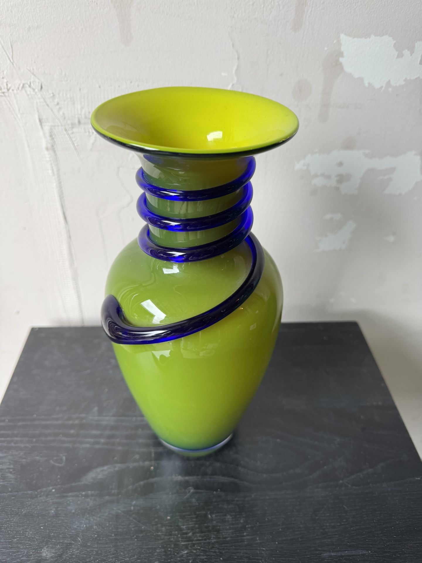 Vintage Green and Blue Glass Vase