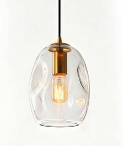 6.4 Inch Gold Glass Pendant Lights, Hanging Fixtures,D 6.4 inch, 60 inch adjustable wire, E26 lamp