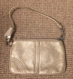 Silver Coach Wristlet