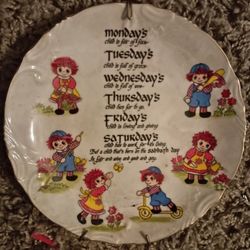 1974 Raggedy Ann and Andy Vintage Collectable Plate 