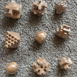 Wooden Brain Teaser Puzzles (9 PCS) | BRAND NEW