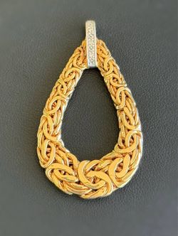14k solid yellow gold 0.03CTW Natural Diamond Byzantine Drop Charm Pendant Turkey