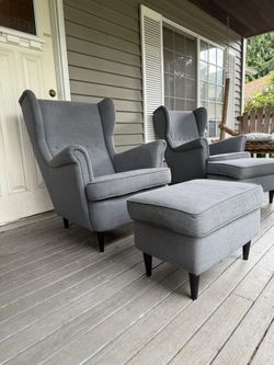 2 Armchairs with Footstolls