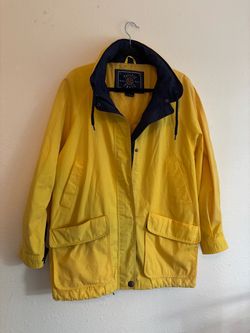 Pacific Trail Vintage Vibrant Yellow Hooded Utility Jacket with Navy Trim