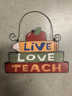 Wooden teacher sign
