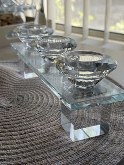 Clear Crystal Diamond Trio Tea Light