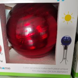 4 NIB,NEVER OPENED, RED GLASS YARD/GARDEN SPHERES 