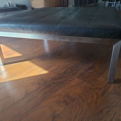 Ottoman coffee center table dark brown leather