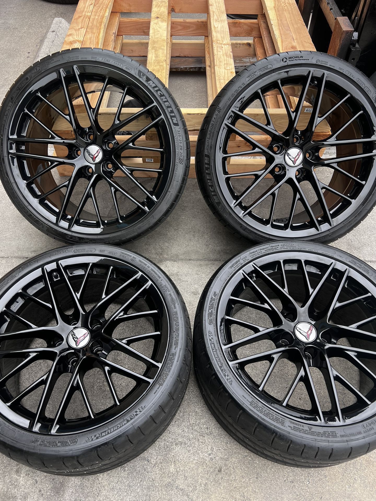 GM Chevy Corvette C6 ZR1 ZR-1 Black Wheels Rims Tires Factory OEM GM