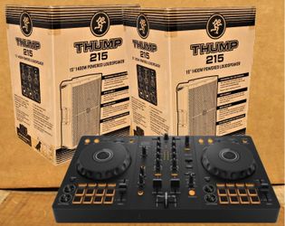 Mackie Thump Series Powered Speakers 15" PA System 2800 Watts Pioneer DJ DDJ-FLX4 Rekordbox Serato Controller 2 Ch Mixer Package 🚨 No Credit Needed🚨