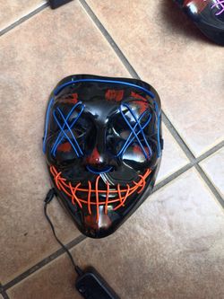 LED Light Up Purge Mask - Blue & Orange - Halloween