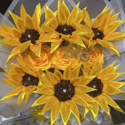 All New Eternal Roses That Last For Ever 6 Sunflowers And 3 Eternal Roses