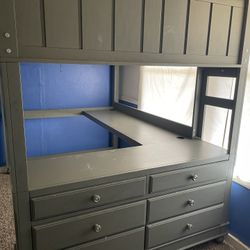 Full size Loft bed With Desk & Dresser