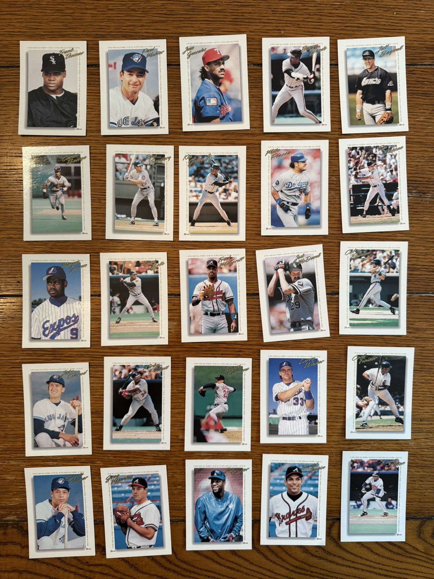 1994 O-Pee-Chee BASEBALL ALL STARS INSERT 25 Card Set