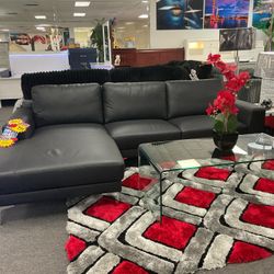 Big furniture deals now, elegant real leather sectional 35% OFF w/ FREE 55” smart tv (we deliver)
