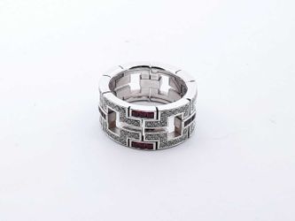 Cartier Le Baiser Du Dragon 18k White Gold Diamond Ruby Ring Size 8 Lh1223cxzxmia