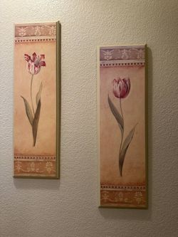 Flower Wood Framed Wall Decor Set of 2
