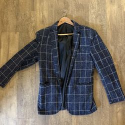 Men’s Navy Windowpane Sport Coat / Blazer – Size 40 – Modern Fit