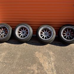  15” Wheels & Tire Stagger Set 4 Lug 
