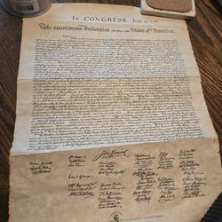 Vintage Unanimous Declaration Of The States Of America 
