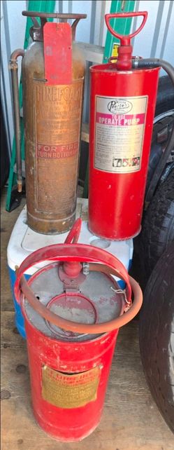 Lot of 3 Vintage Fire Extinguishers