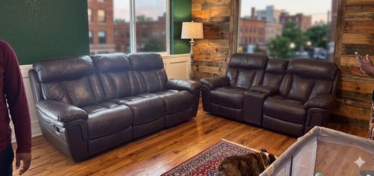 Leather recliners living room set