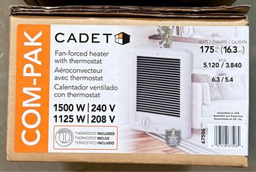 Brand new Cadet 1,500w / 240v in wall heater (CSC152TW)