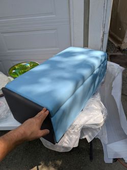 Blue and Black Leather Ottoman Bench