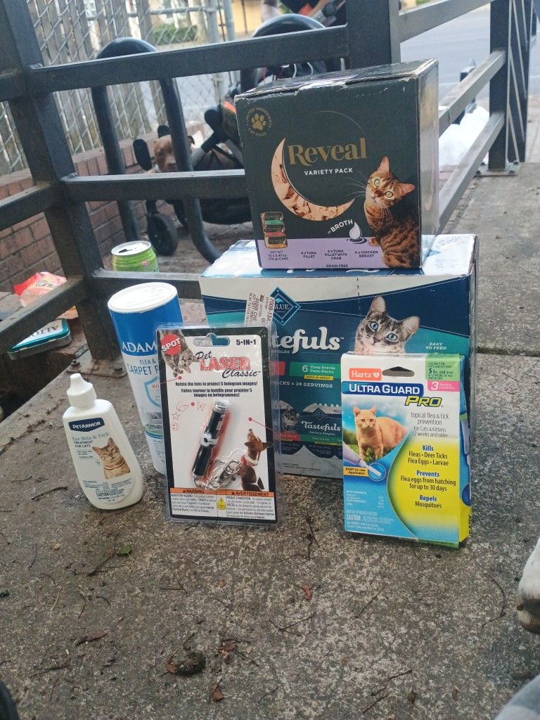 Cat Food And Flea Tick And Ear Mite Medicine Plus Toy